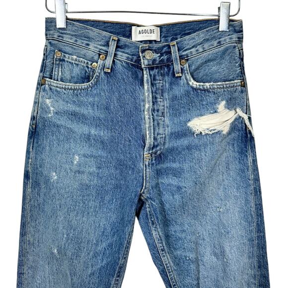 Agolde Jamie High Rise Classic Jeans Grade Wash 25 Distressed Denim Ankle - Picture 3 of 9